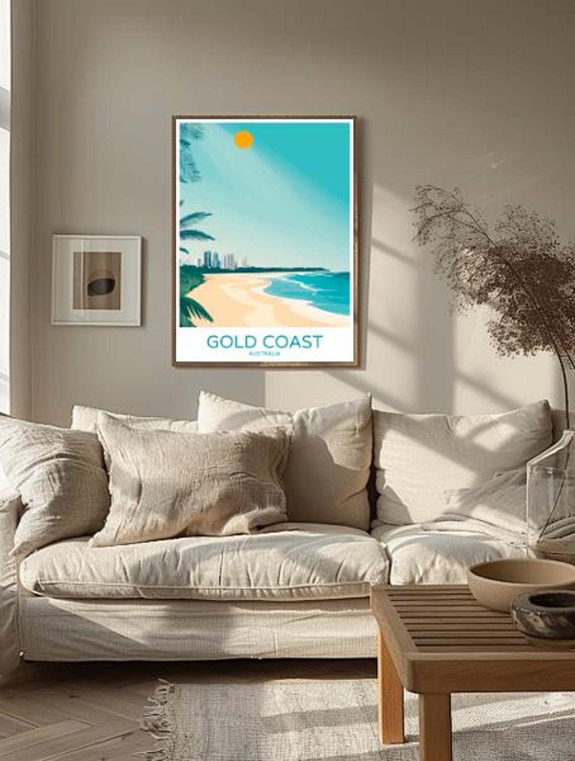 Gold Coast Australia Sunny Beach Skyline Vintage Travel Poster - Image 3