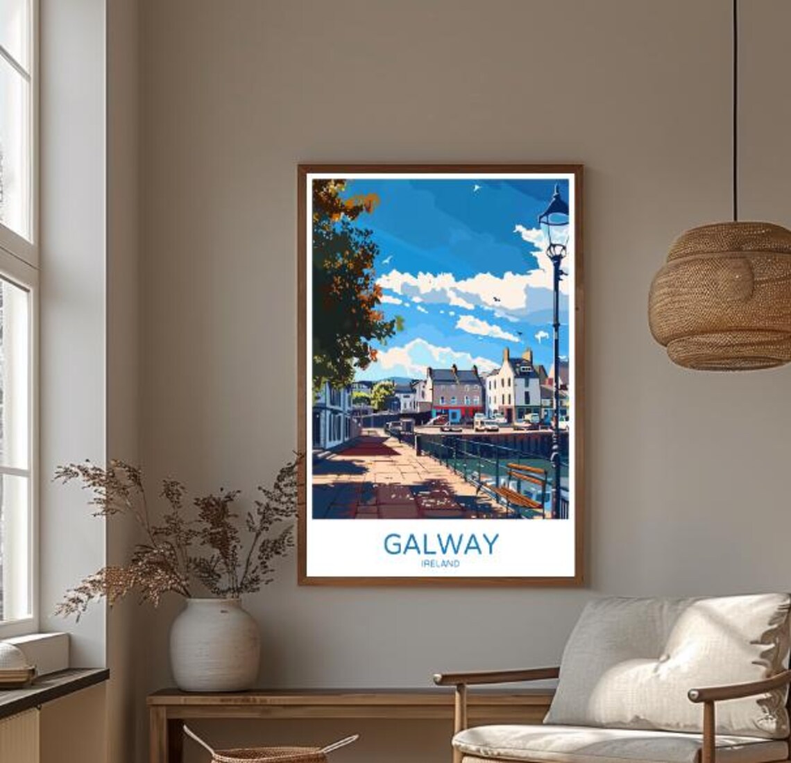 Galway Ireland Colorful Harbor Quayside City Travel Art Poster - Image 3