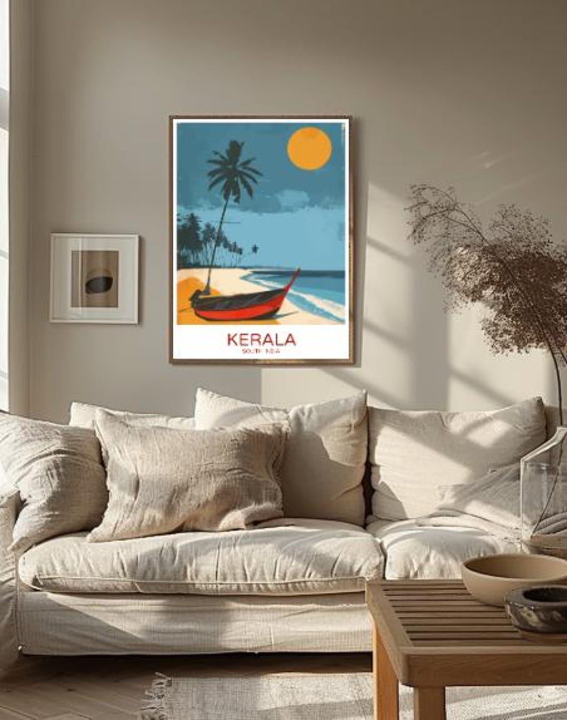 Kerala South India Palm Beach Boat Tropical Sunset Travel Poster - Image 2
