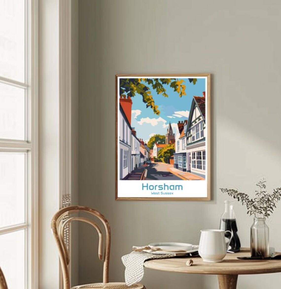 Horsham West Sussex Quaint English Market Town Travel Scene Poster - Image 2