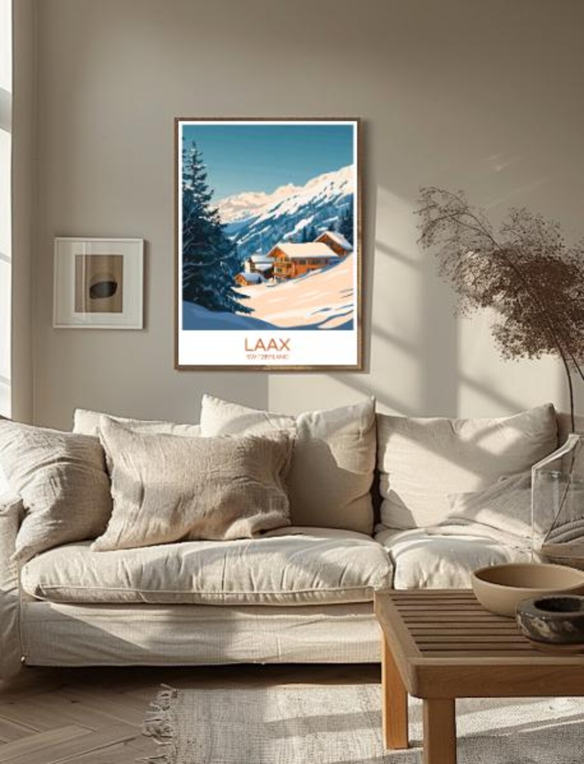 Laax Switzerland Travel Poster Scenic Wall Art Of Swiss Alps And Ski Resort Mountain Landscape Print Winter Decor Adventure Gift - Image 2