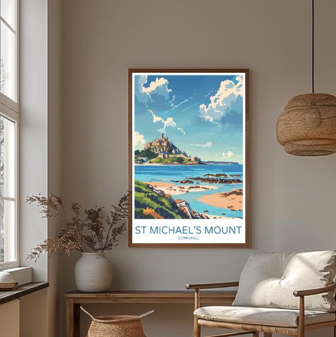 St Michaels Mount Cornwall Travel Poster With Castle Island View - Image 3