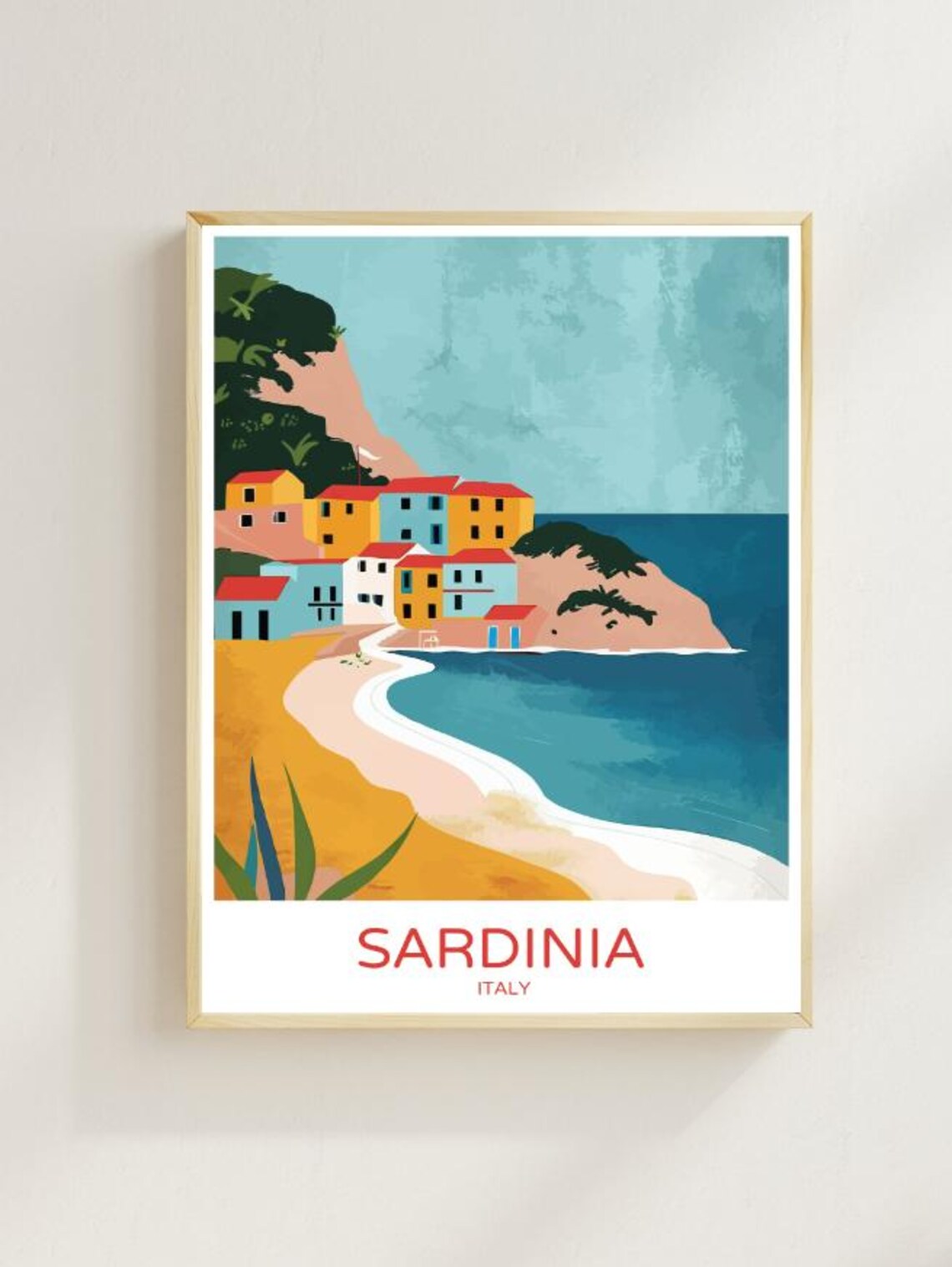 Sardinia Italy Travel Posterisland Landscape Wall Art Coastal Nature Print Italian Seaside Decor Europe Travel Gift Beach Scene Art