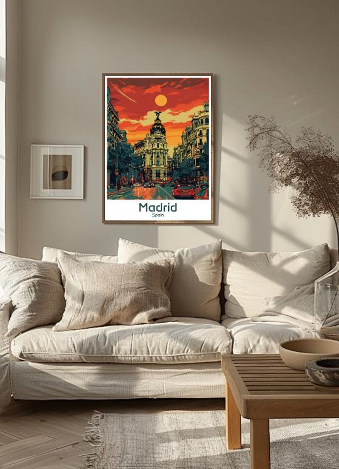 Madrid Metropolis Building At Sunset Spain Vintage Travel Poster - Image 3