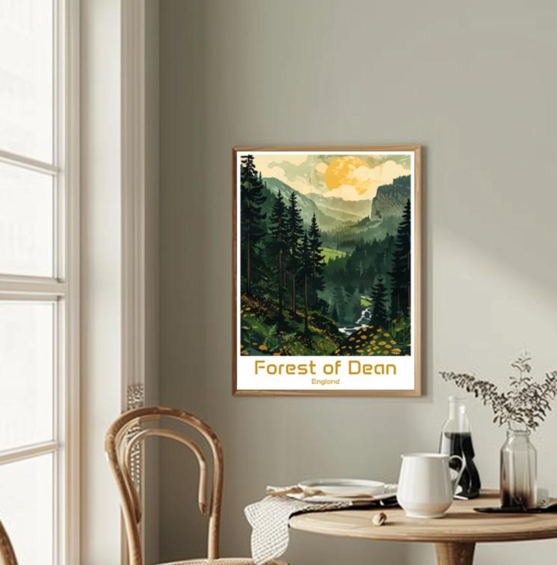 Forest Of Dean England Pine Valley Moonlight Vintage Travel Poster - Image 2