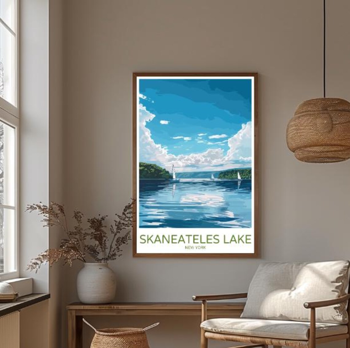 Skaneateles Lake New York Sailboats Serene Lakeside Travel Poster - Image 3