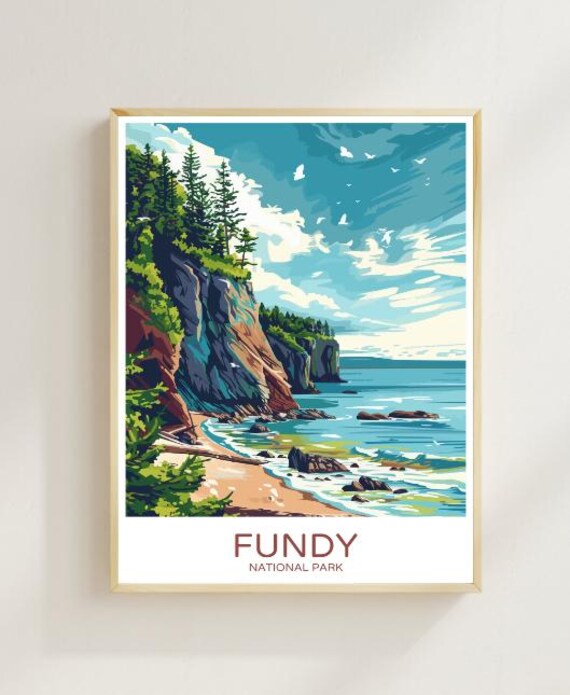Fundy National Park Coastal Cliffs And Forest Shoreline Poster