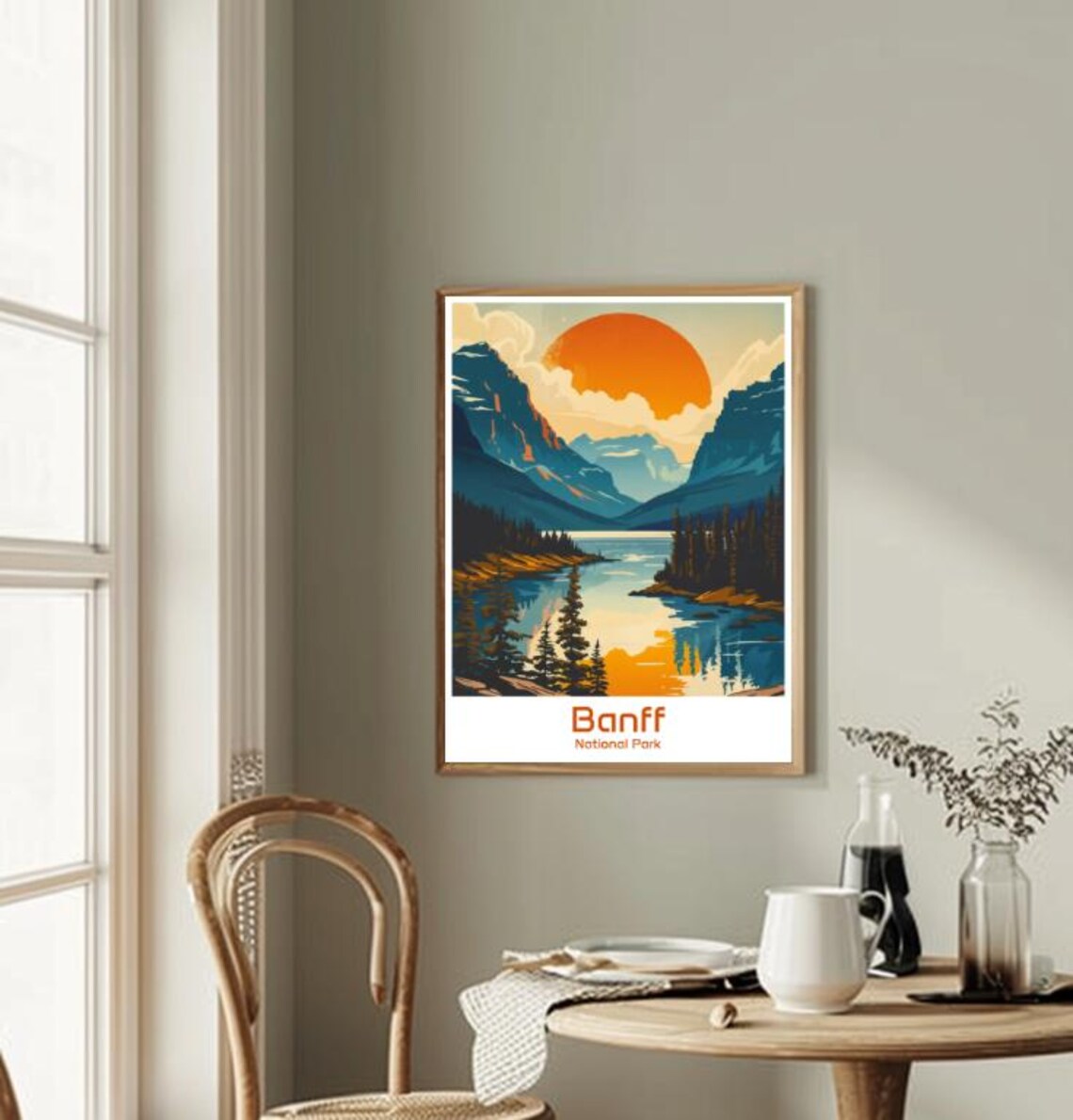 Banff National Park Canada Mountain Lake Sunset Travel Poster - Image 2