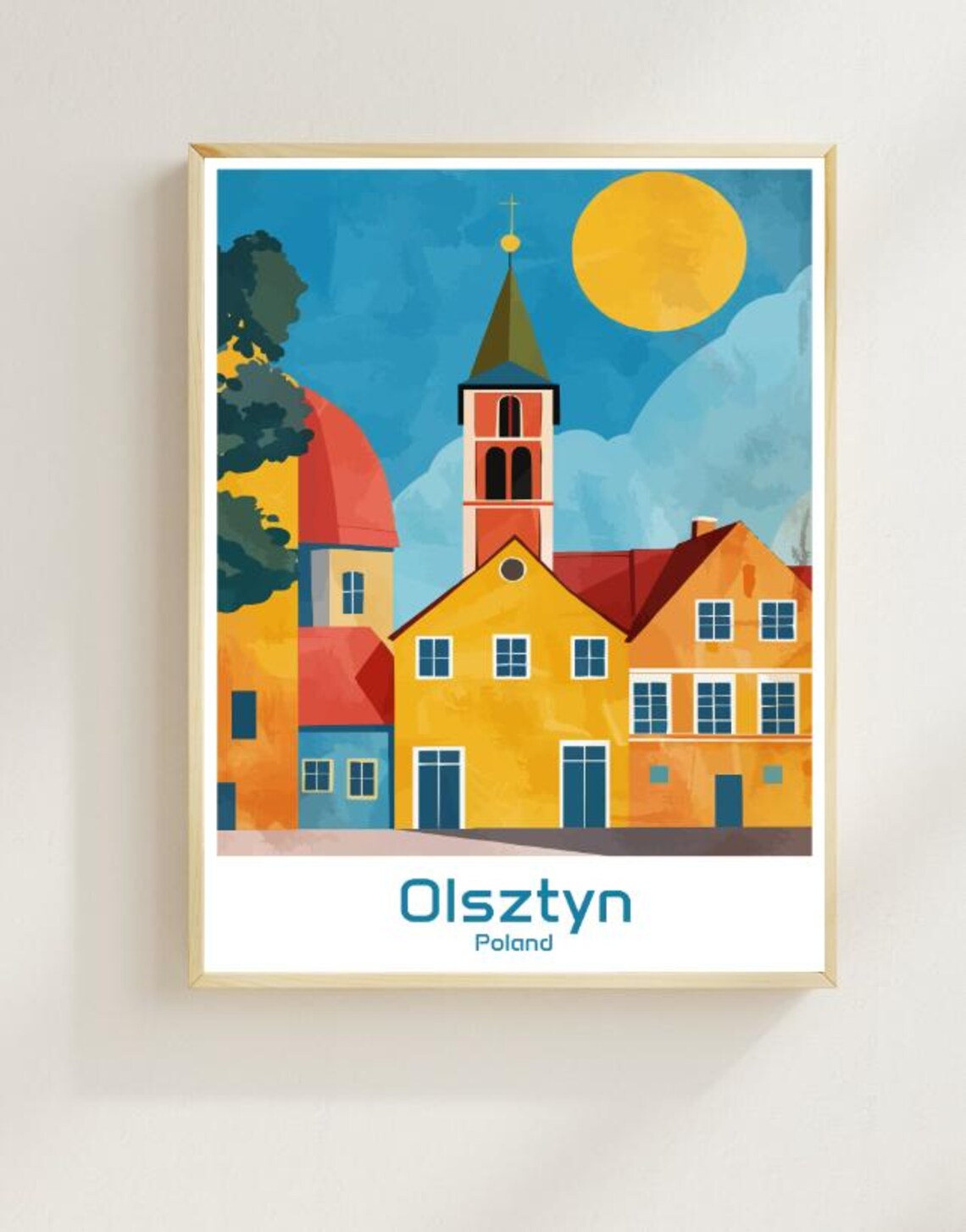Olsztyn Poland Historic Old Town Church Tower Travel Art Poster