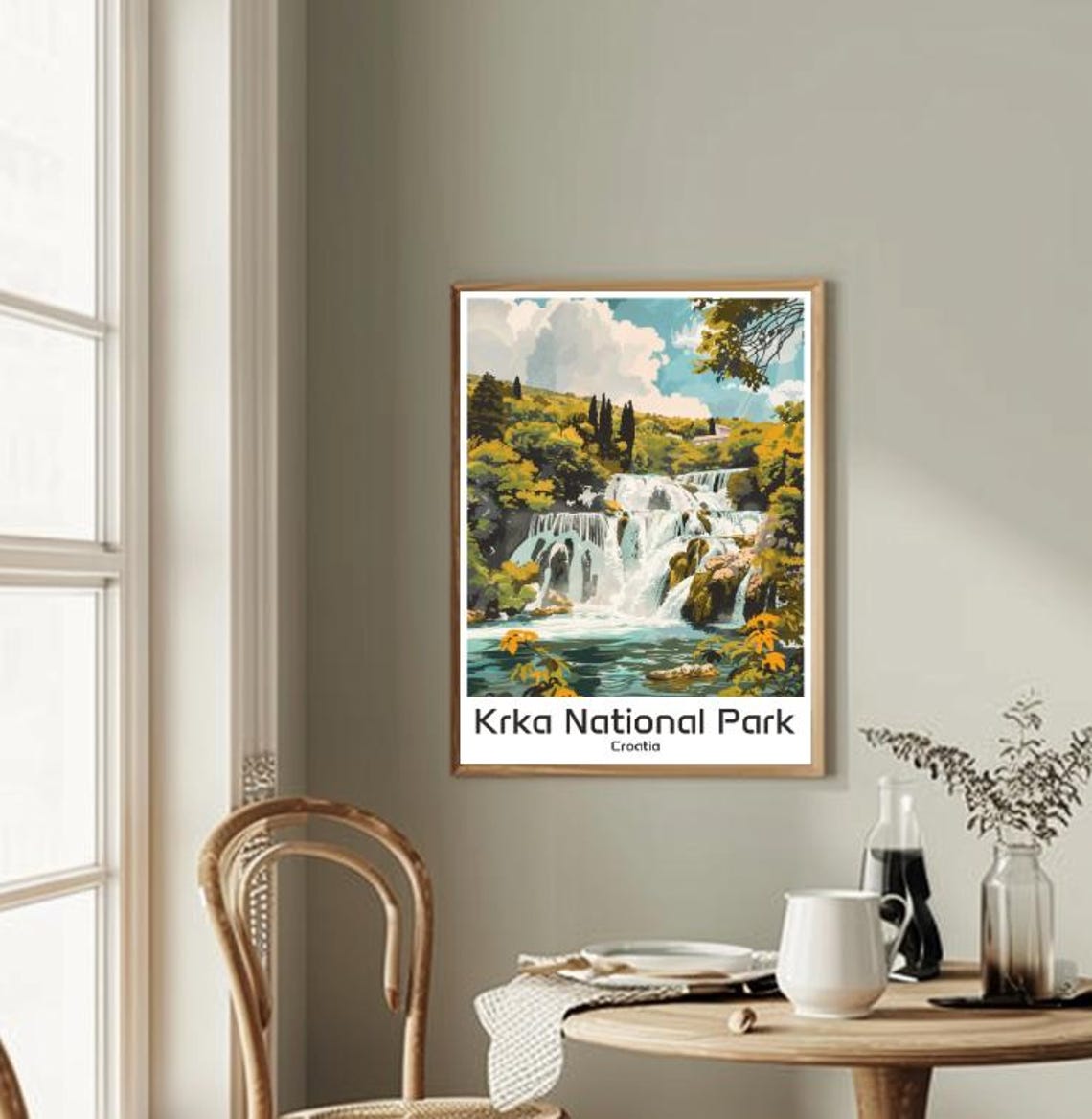 Krka National Park Croatia Waterfalls Forest Illustrated Poster - Image 2