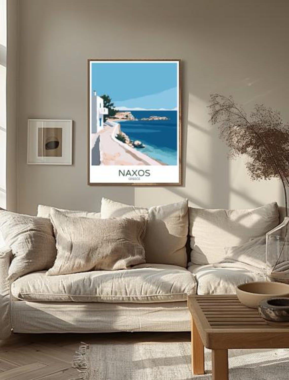 Naxos Greece Travel Poster With White Villa And Seaside Path Scene - Image 2