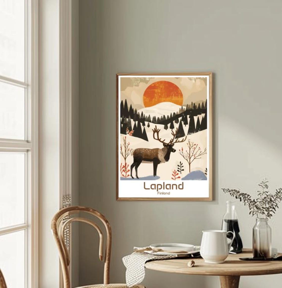 Lapland Finland Reindeer Snowy Arctic Landscape Winter Travel Poster - Image 2