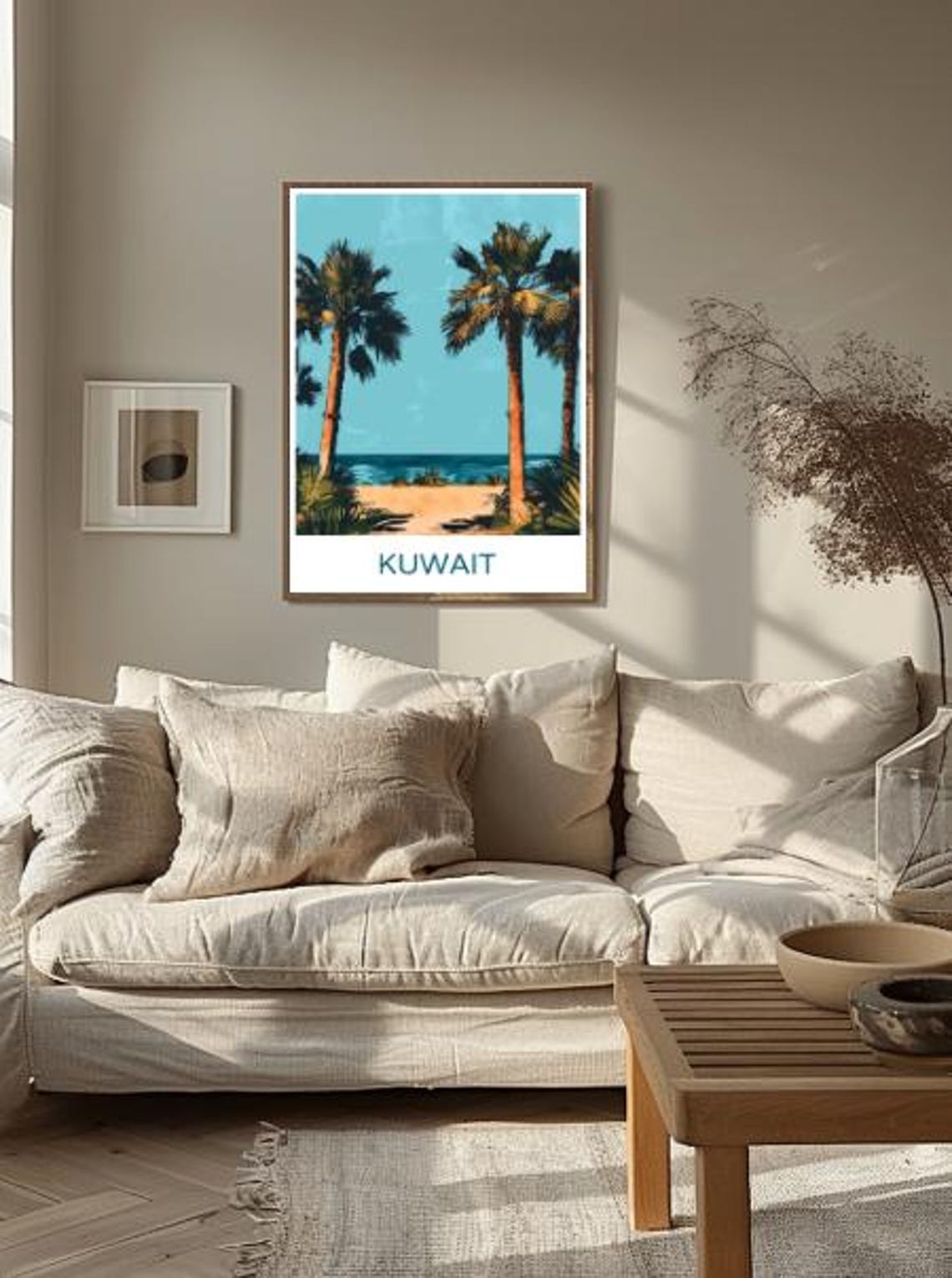 Kuwait Palm Tree Beach Tropical Coastline Vintage Travel Poster - Image 2