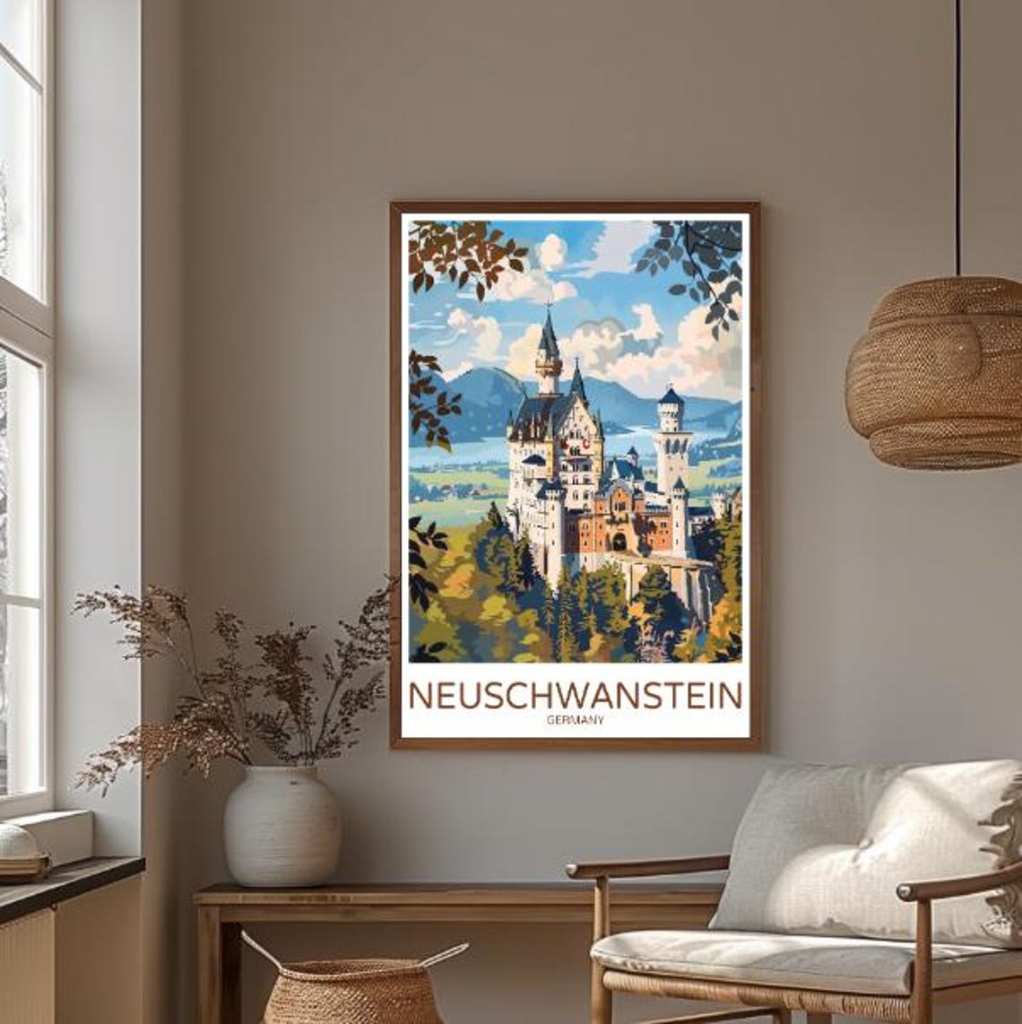 Neuschwanstein Castle Germany Fairytale Mountain Travel Poster - Image 3