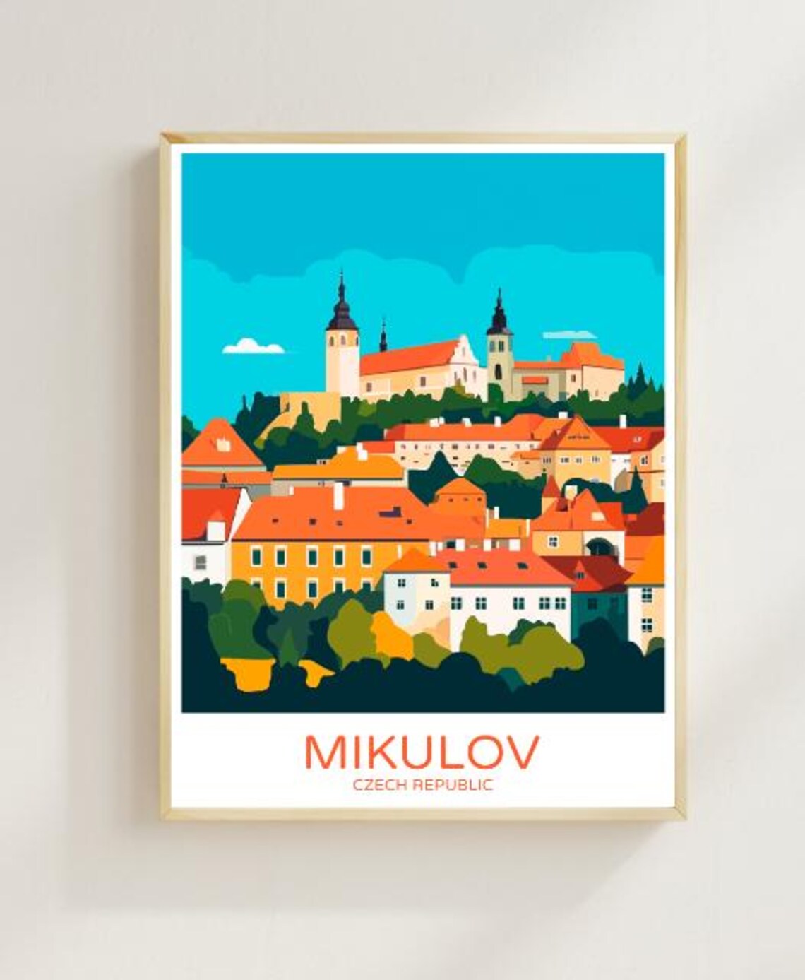 Mikulov Czech Republic Historic Castle Hill Old European Town Poster
