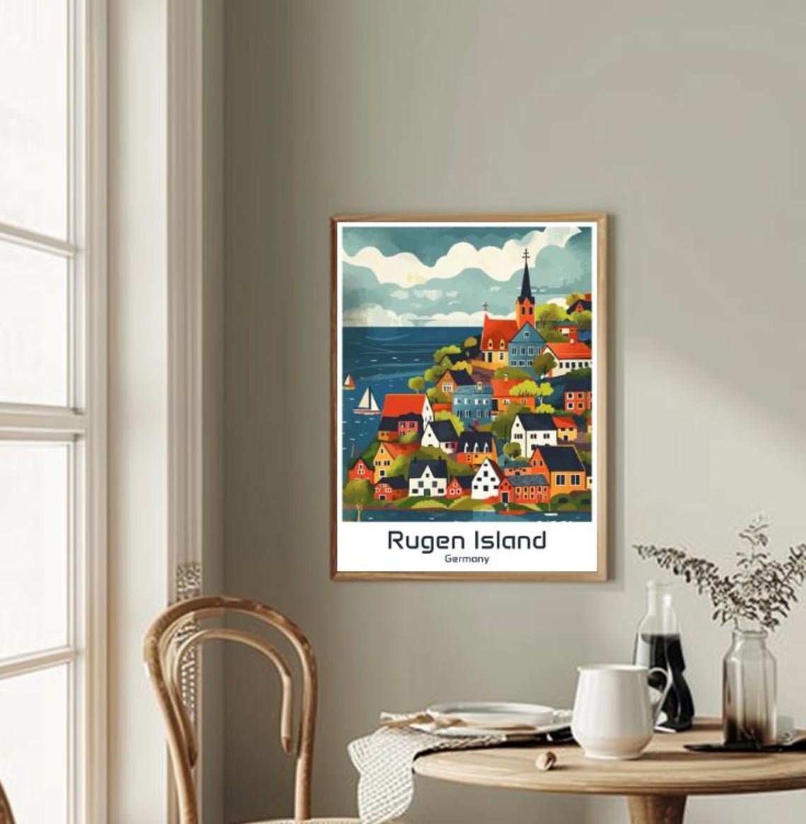 Rugen Island Germany Baltic Coast Sailing Village Illustrated Poster - Image 2
