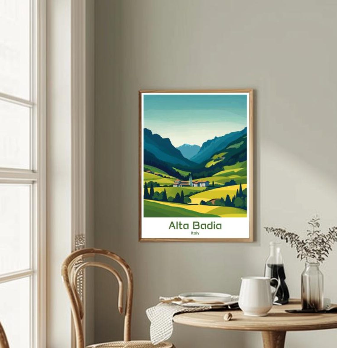 Alta Badia Italy Alpine Village Green Valley Vintage Travel Poster - Image 2