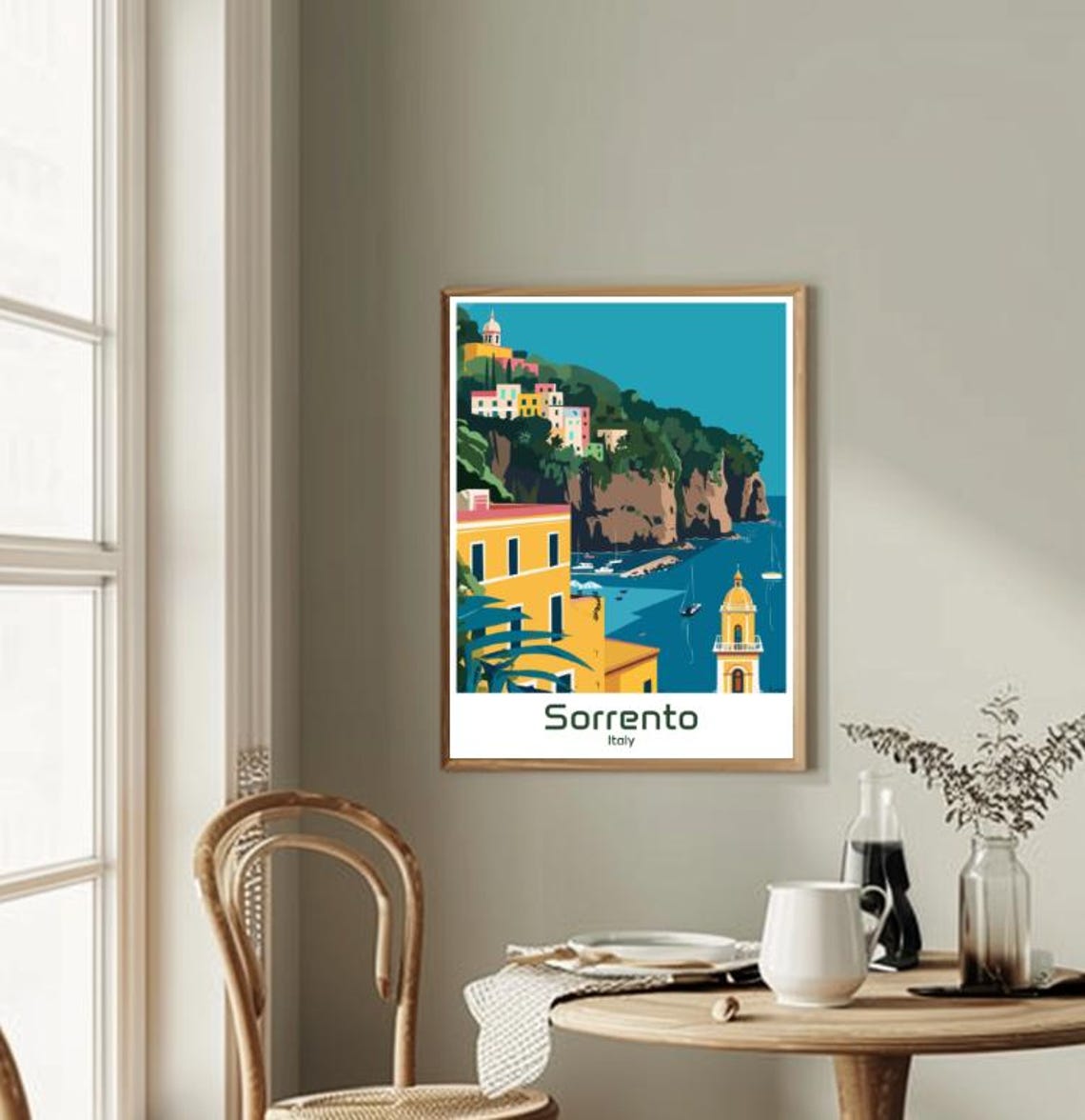 Sorrento Italy Vintage Travel Amalfi Style Coastal Scene Poster - Image 2