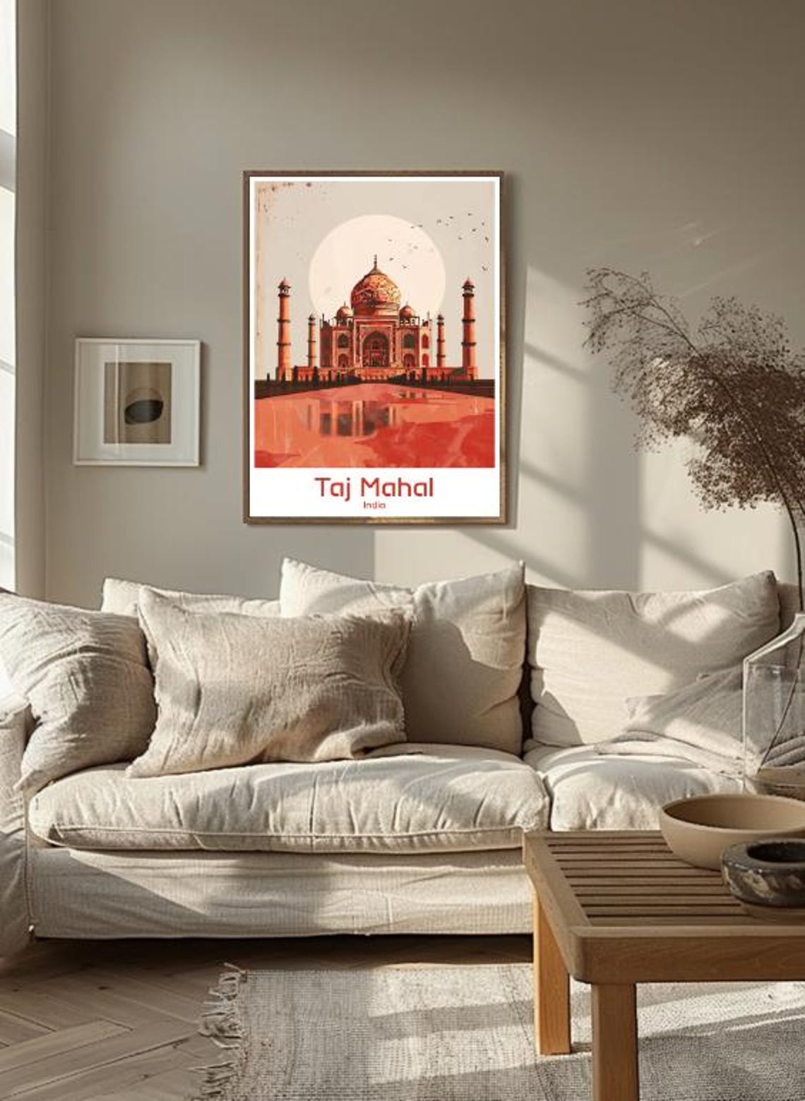 Taj Mahal India Marble Mausoleum Reflection Sunset Vintage Poster - Image 3