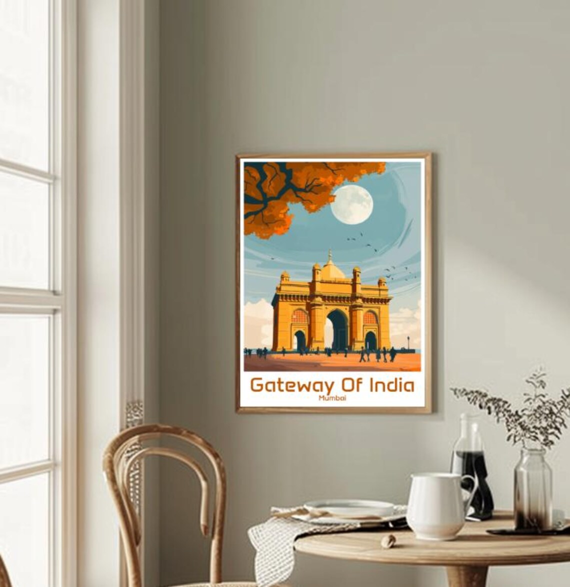 Gateway Of India Mumbai Historic Stone Arch Moonlit Night Travel Poster - Image 2