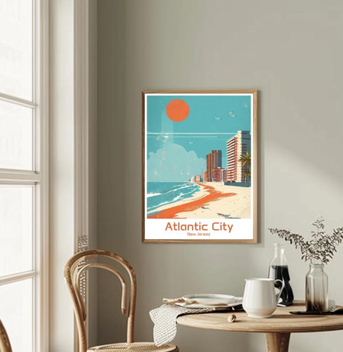 Atlantic City New Jersey Boardwalk Beach Skyline Travel Poster - Image 2