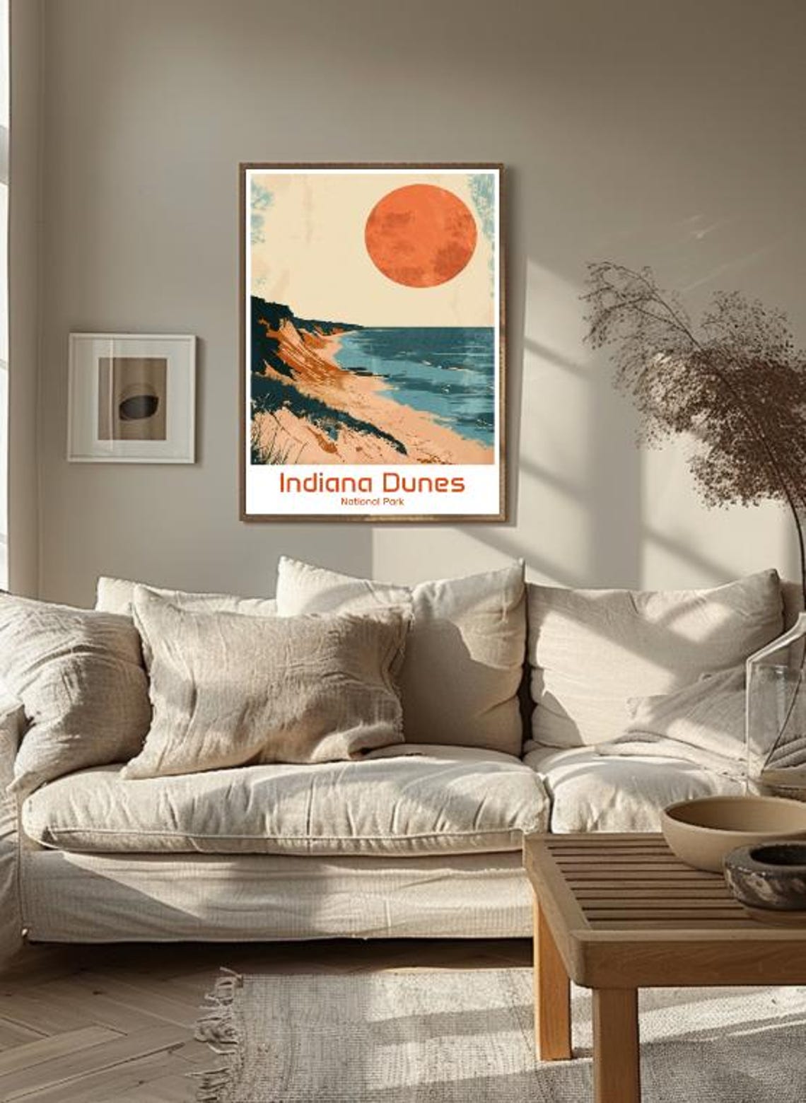Indiana Dunes National Park Lake Shore Sunset Vintage Art Poster - Image 3