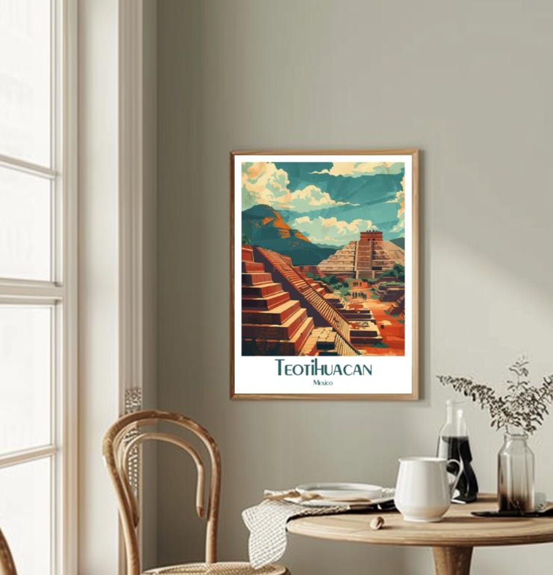 Teotihuacan Ancient Pyramid Ruins Mexico Historic Travel Poster - Image 2