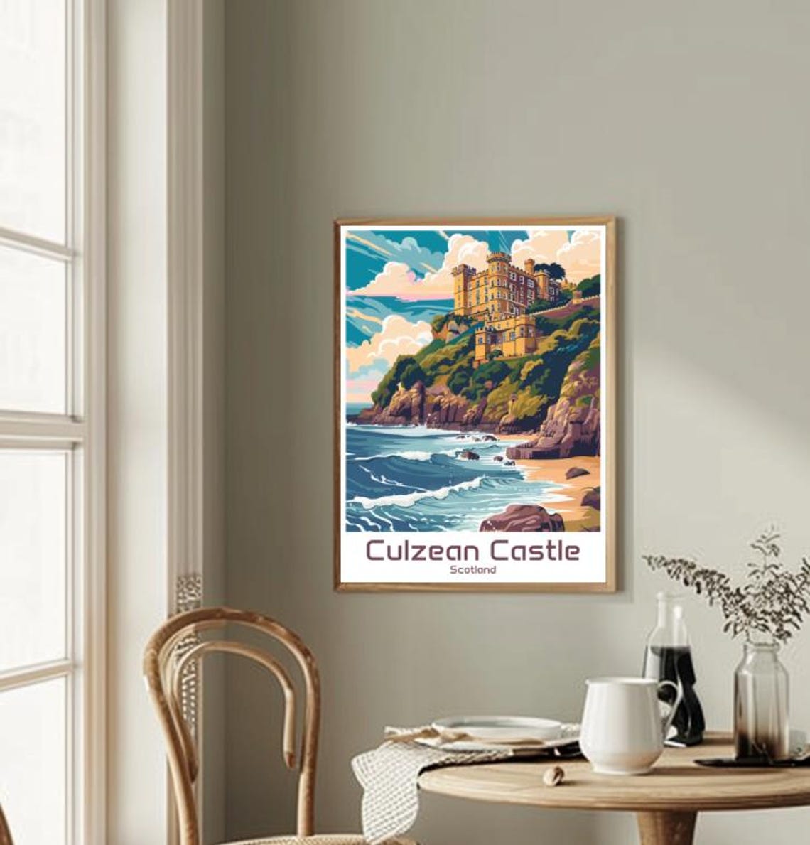 Culzean Castle Scotland Clifftop Castle Waves Vintage Travel Poster - Image 2