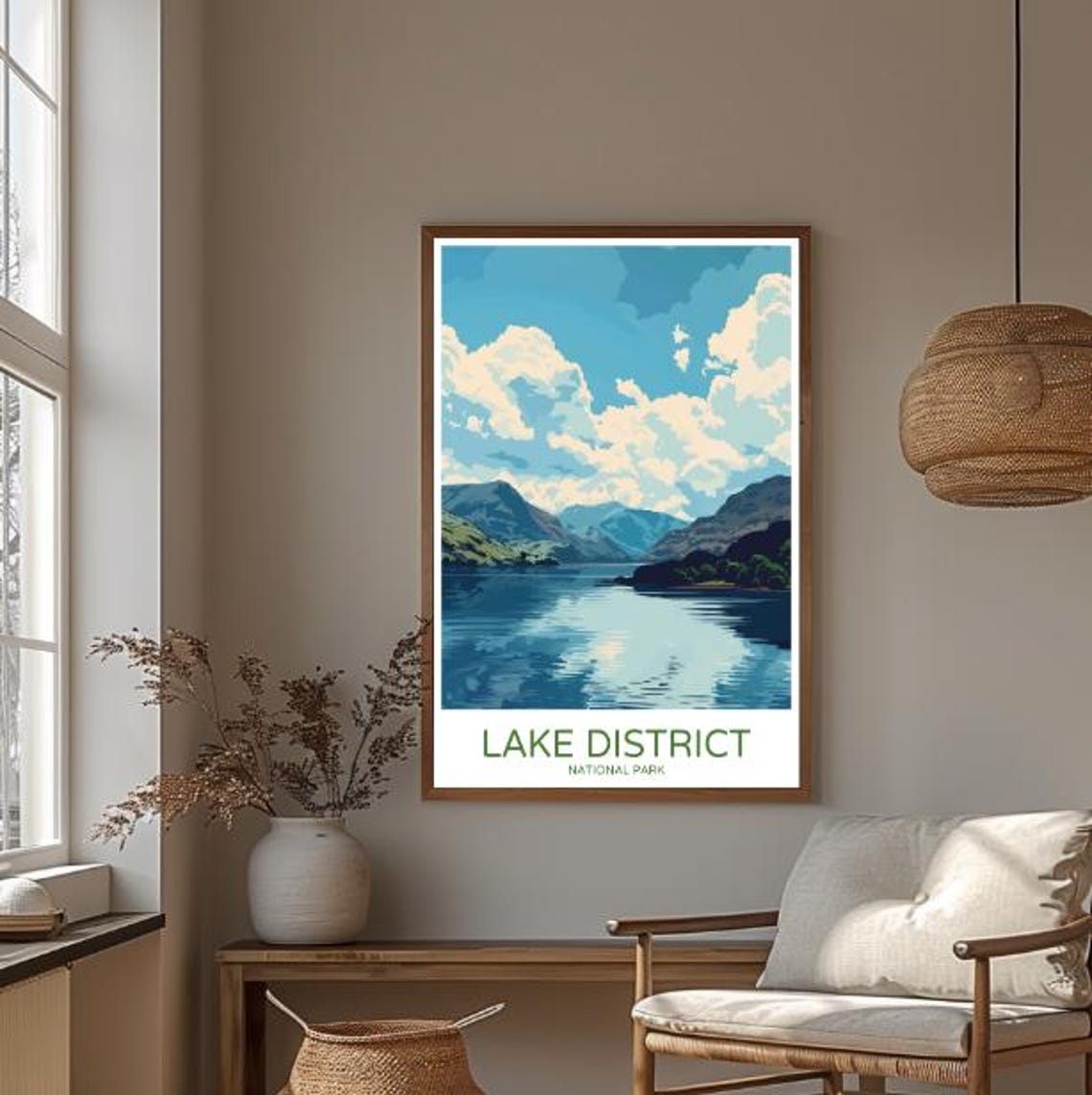 Lake District National Park Mountain Lake Vintage Travel Art Poster - Image 3