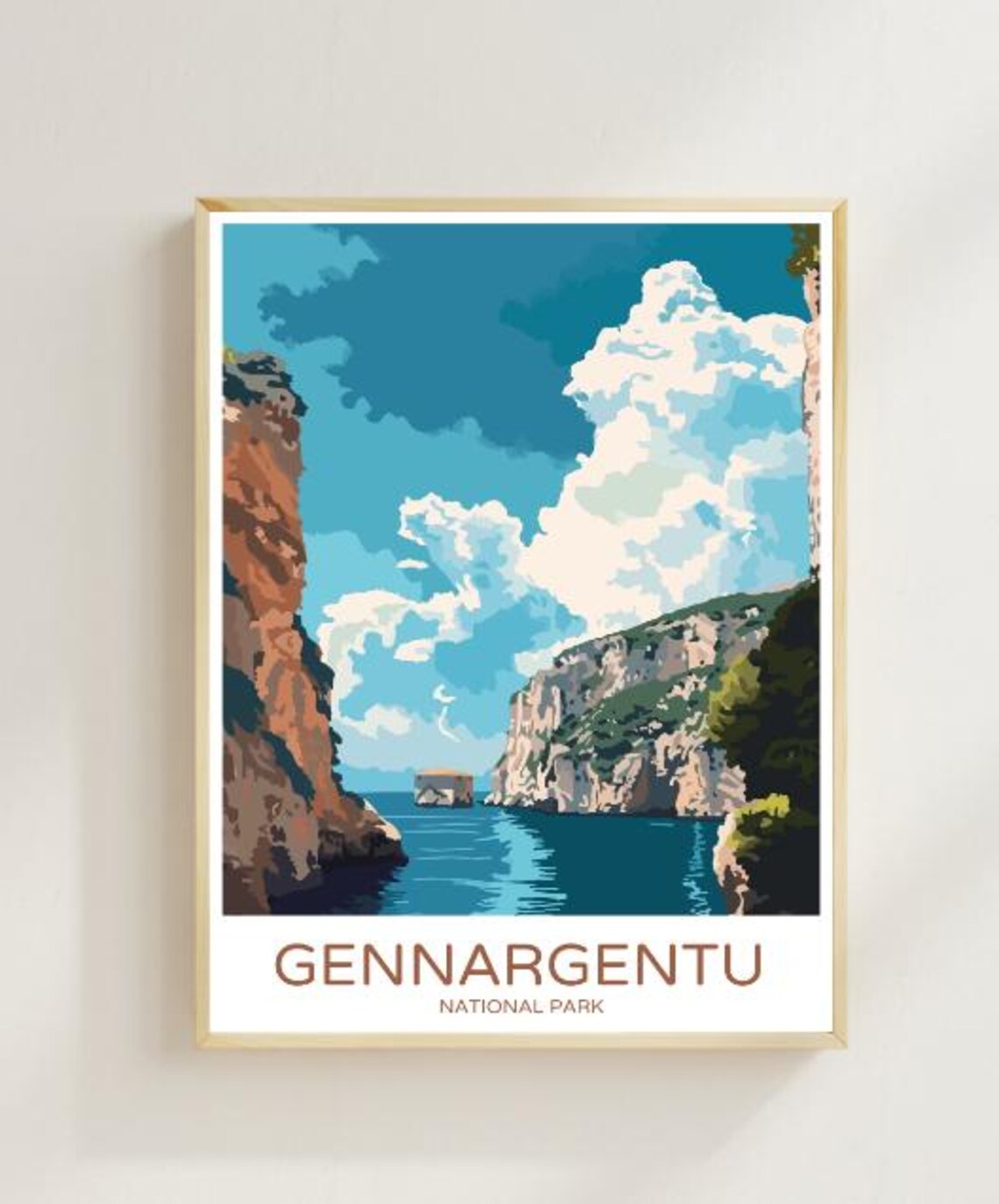 Gennargentu National Park Sardinia Italy Coastal Cliffs Travel Poster