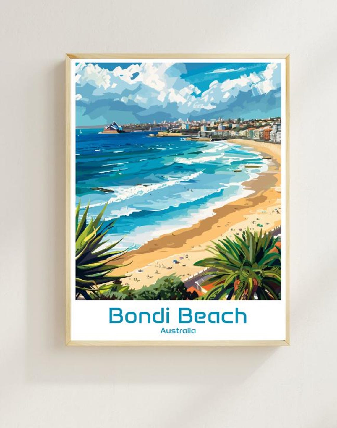 Bondi Beach Australia Surf Waves Sydney Coast Vintage Travel Poster