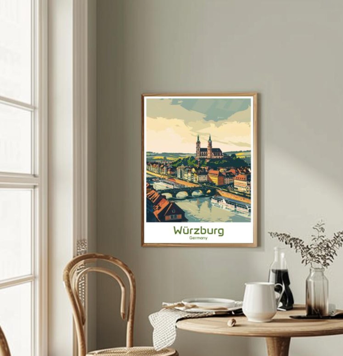 Würzburg Germany Old Town Bridge Cathedral Travel Art Poster - Image 2