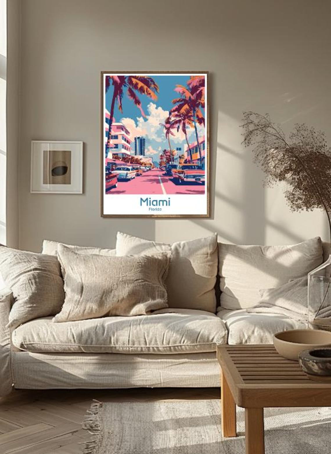 Miami Art Deco Street Palm Trees Retro Florida Wall Decor Poster - Image 3