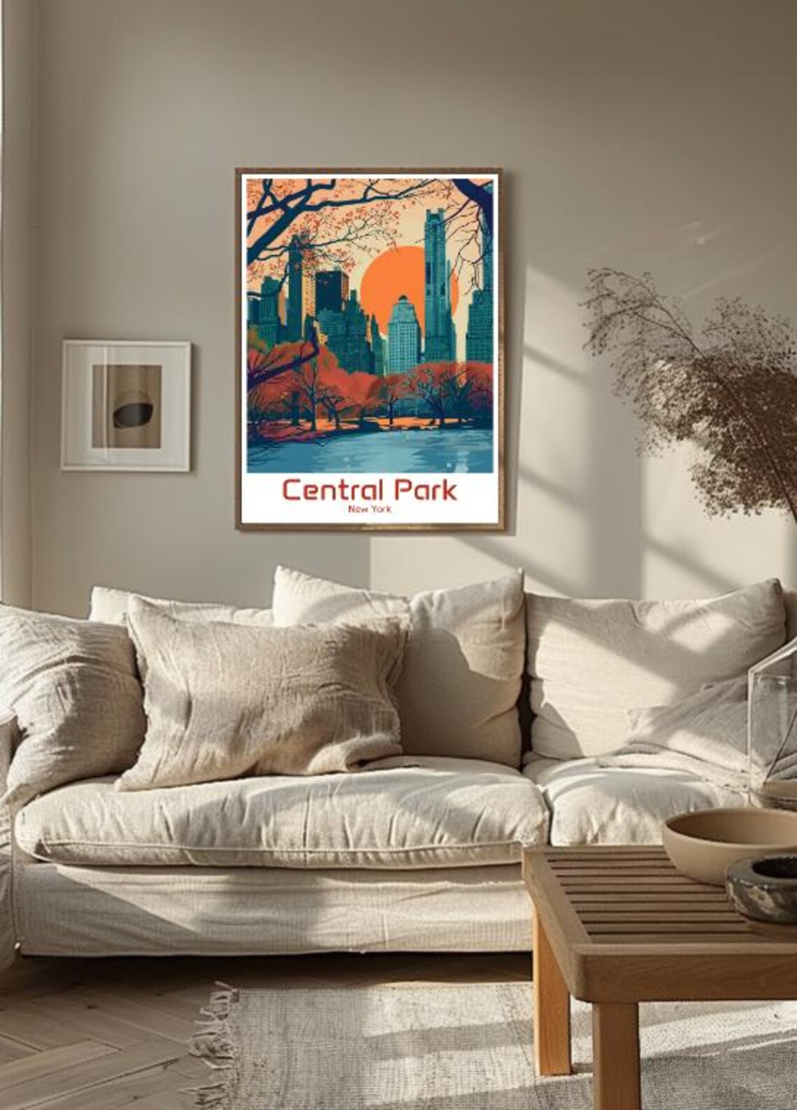 Central Park New York Autumn Sunset Skyline Lake City Park Poster - Image 3