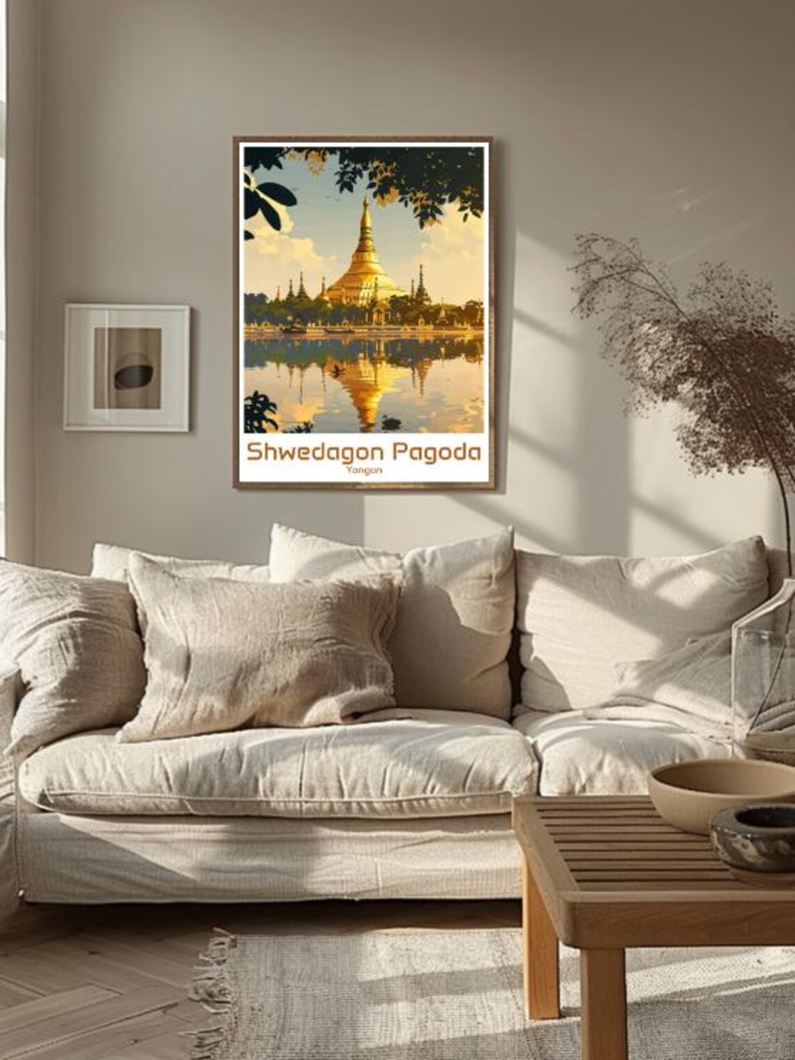 Shwedagon Pagoda Yangon Golden Temple Illustration Travel Poster - Image 3