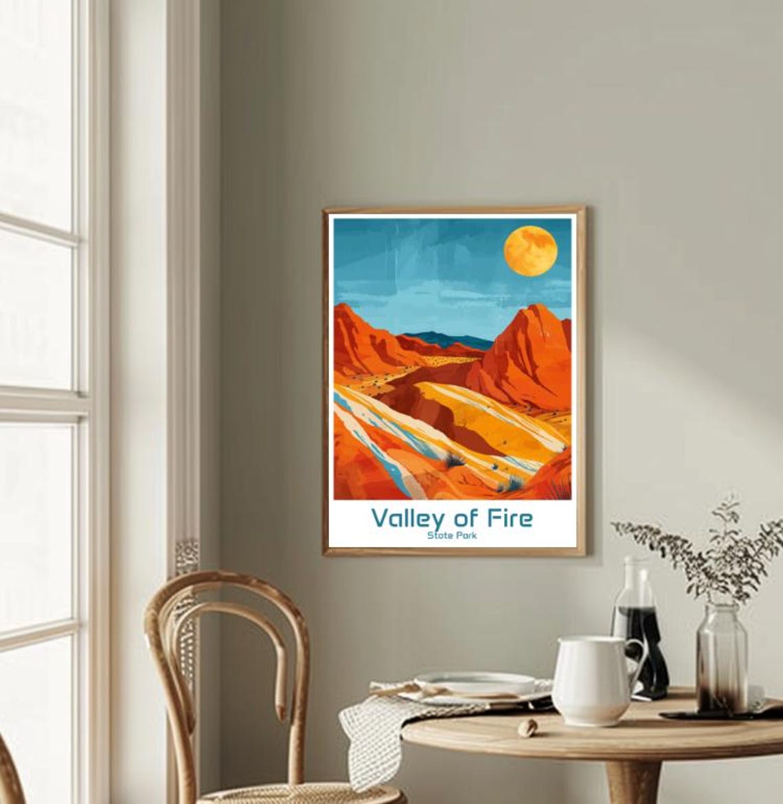 Valley of Fire State Park Travel Poster Red Desert Moon Landscape Decor - Image 2