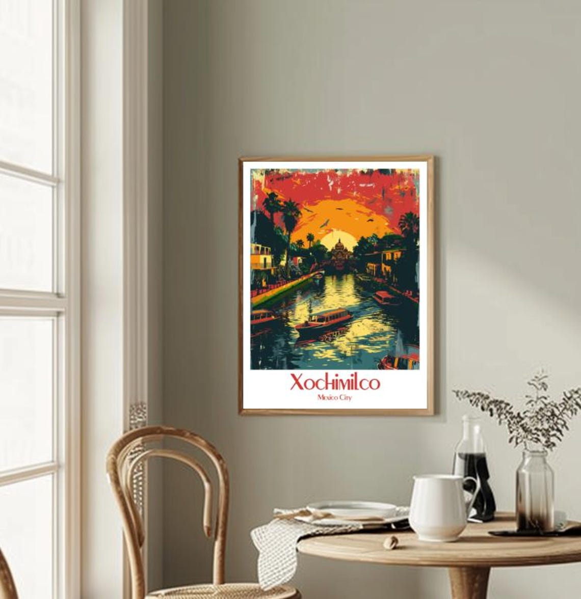 Xochimilco Travel Poster Colorful Mexico City Wall Art Canal Boats Print Mexican Landscape Decor Vibrant Travel Artwork For Home - Image 2
