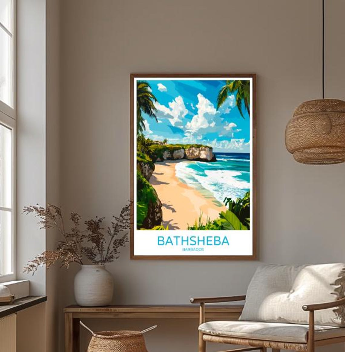Bathsheba Barbados Tropical Beach Cliffs Vintage Travel Poster - Image 3