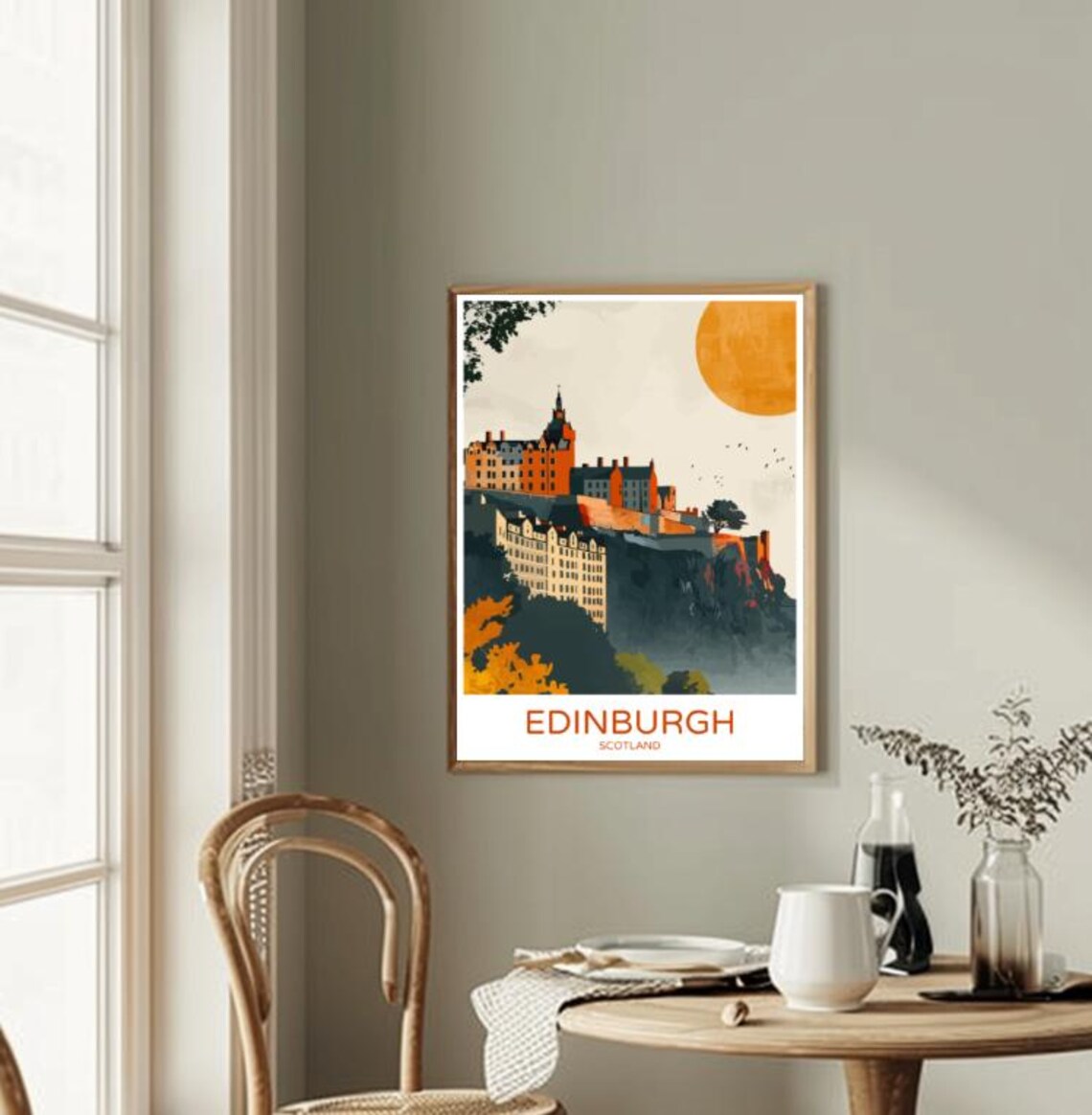 Edinburgh Scotland Golden Sunset Castle Rock Skyline Travel Poster - Image 2