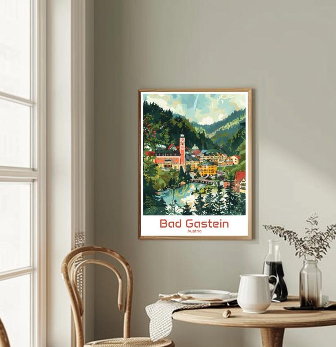 Bad Gastein Austria Alpine Spa Town Forest Valley Travel Poster - Image 2