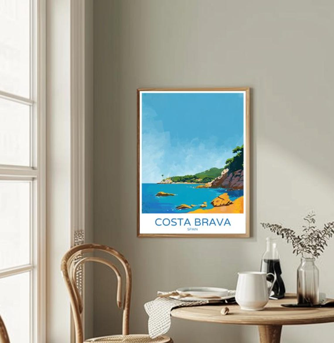 Costa Brava Spain Turquoise Cove Beach Sunny Coastline Travel Poster - Image 2