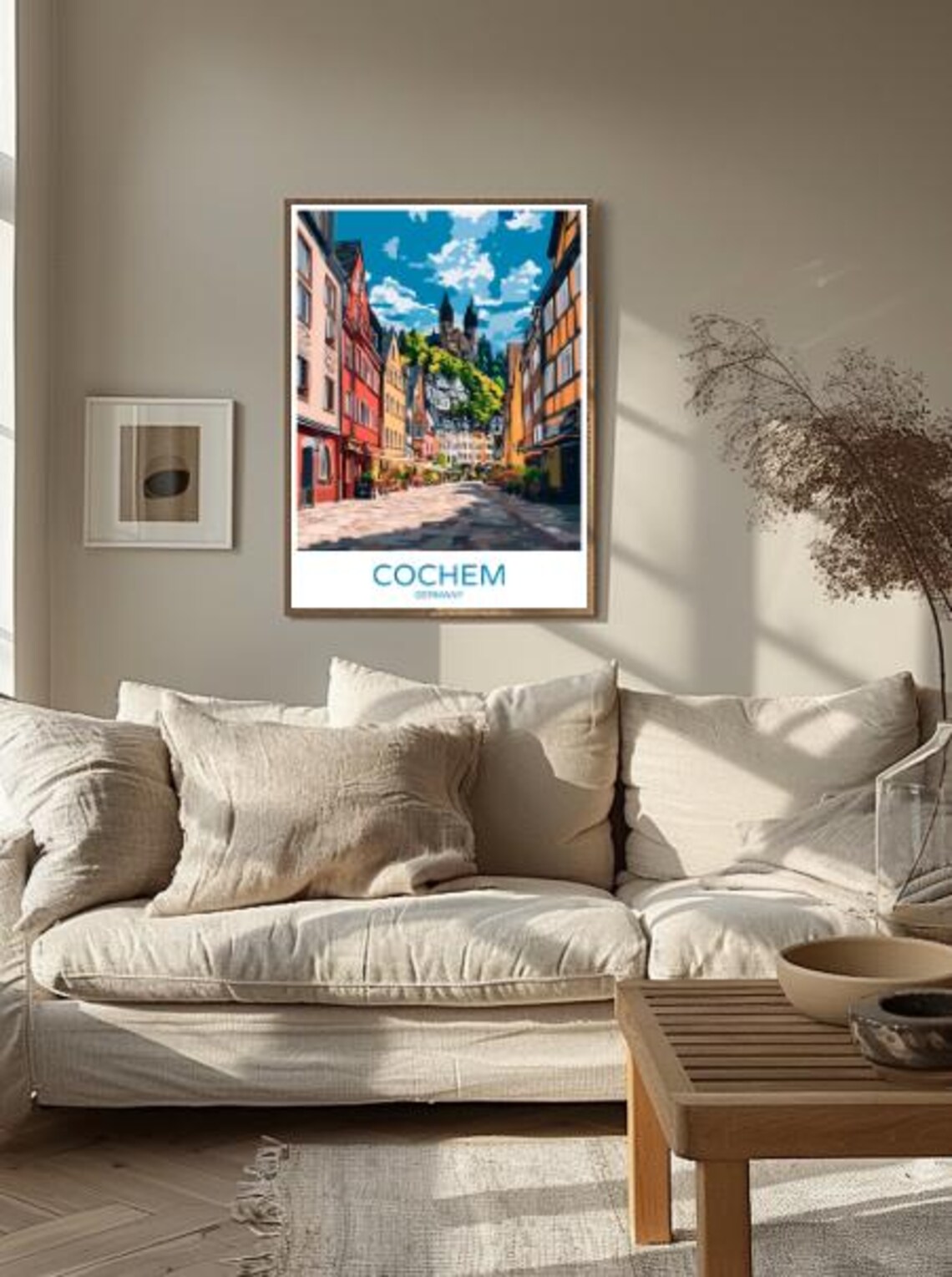 Cochem Germany Colorful Street Hilltop Castle Moselle Town Travel Poster - Image 2