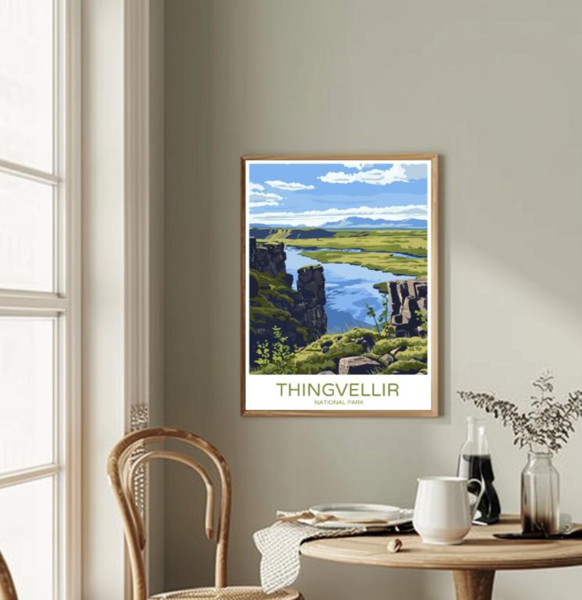 Thingvellir National Park Iceland Travel Poster Rift Valley River View - Image 2