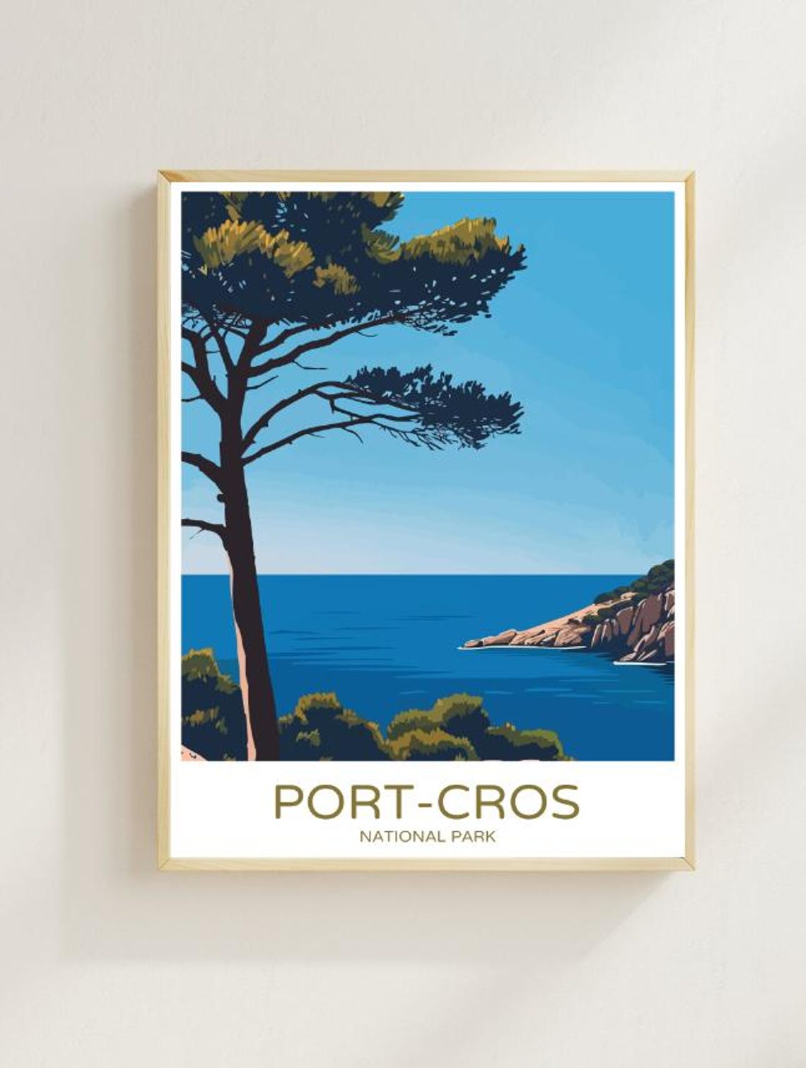 National Park Of Port Cros Travel Poster Scenic French Coastal Landscape Nature Wall Art Mediterranean Island Decor