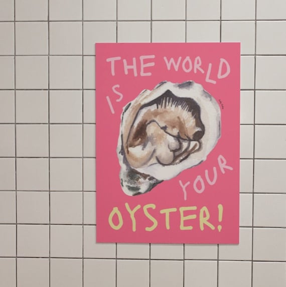 Oyster Wall Print Affirmation Poster Cute Kitchen Wall Art Pastel Pink Poster Large Art Modern Minimalist Wall Print