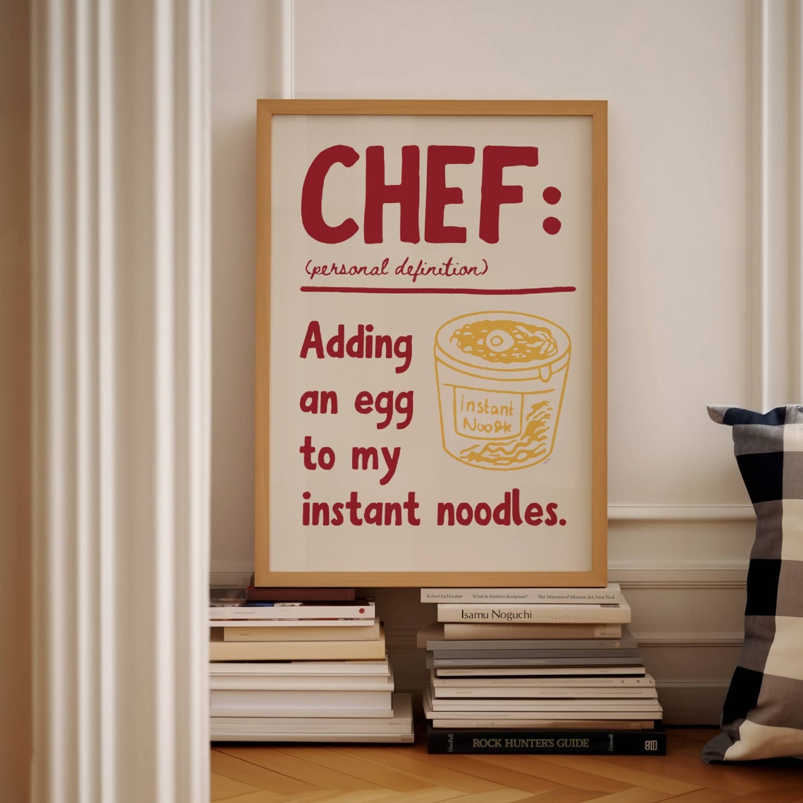 Red Chef Definition Instant Noodles Egg Funny Kitchen Poster