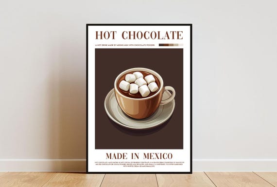 Hot Chocolate Poster Kitchen Print Hot Chocolate Wall Art Hot Chocolate Print Kitchen Wall Art Kitchen Poster Hot Chocolate Art