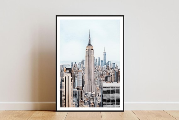 New York City Empire State Building Skyline Watercolor Art Poster