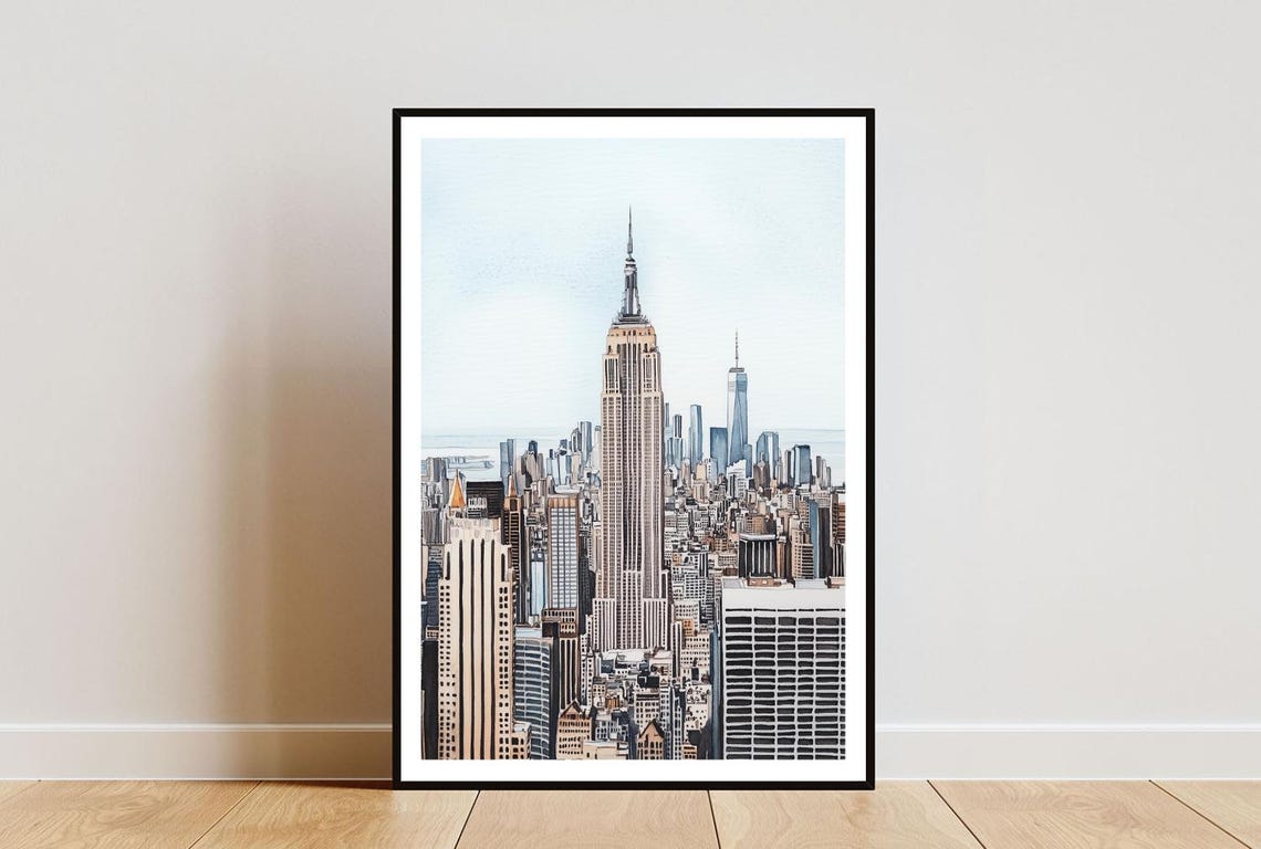 New York Poster New York Print America Wall Art New York Watercolour Usa Print Empire State Building Usa Art New York Skyline Poster