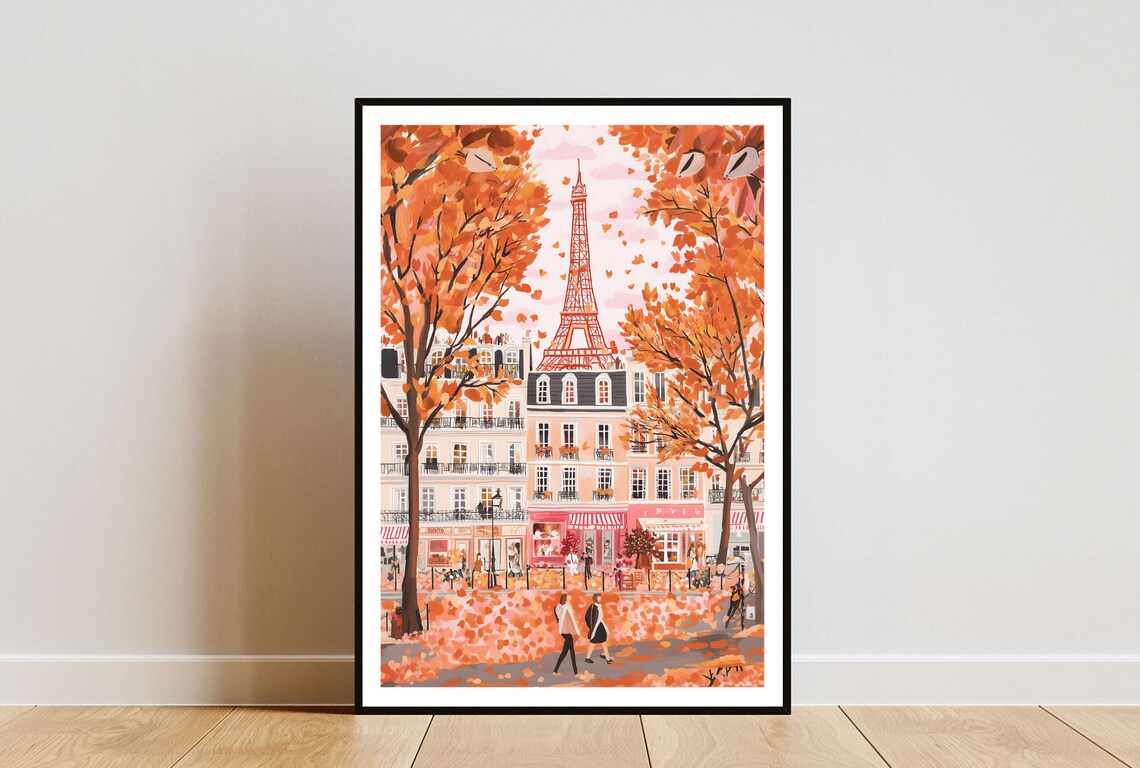 Paris Poster Eiffel Tower Print France Wall Art Travel Poster Parisian Print Paris France Paris Wall Art Autumn Poster Paris Print
